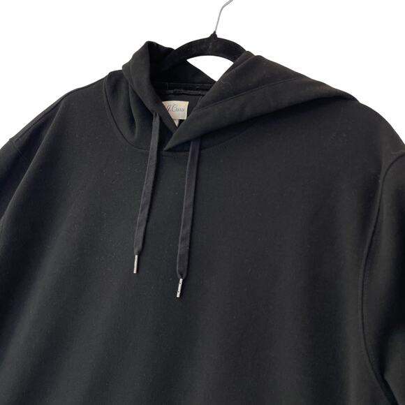 J. Crew Hooded Sweatshirt Men's XL Black Knit Soft Cotton Solid Goth Preppy - Picture 1 of 7